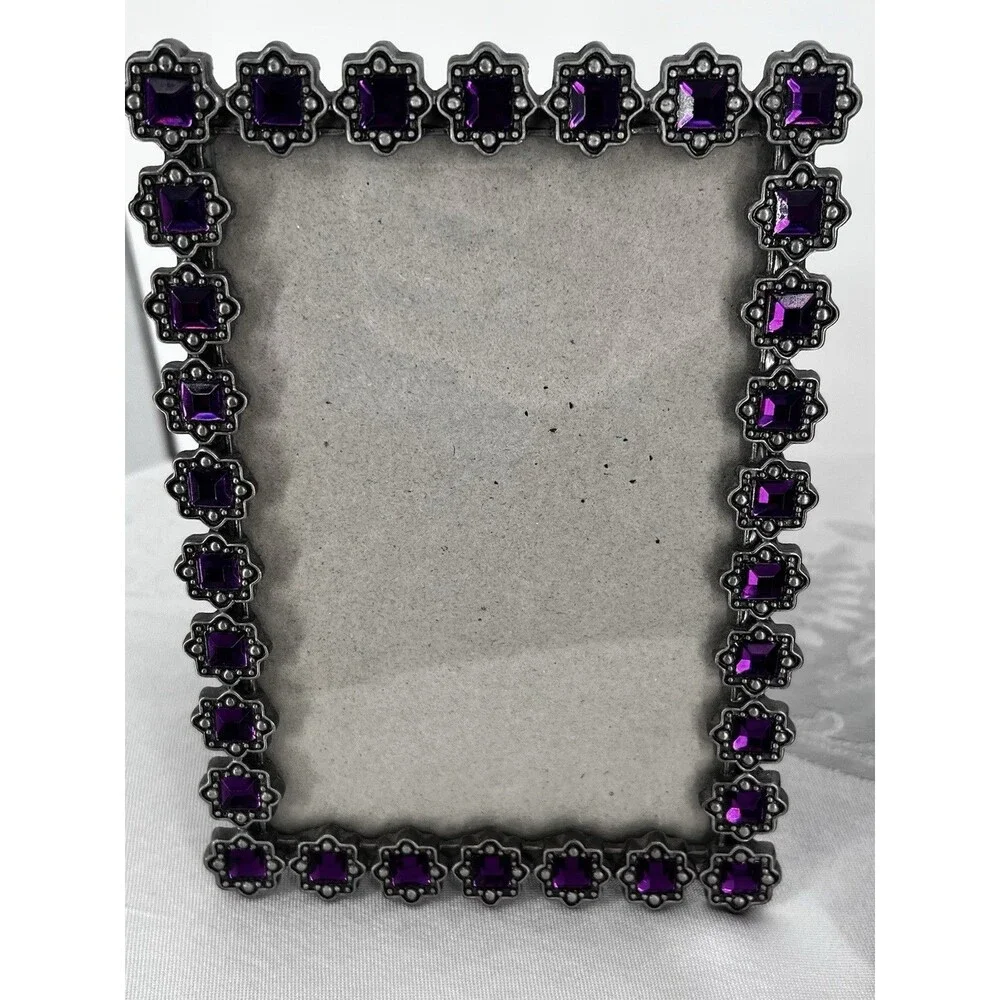 Olivia & Gracie Purple Rhinestone Jeweled Photo Frames 4x6 Set of 2 Y2K Glam